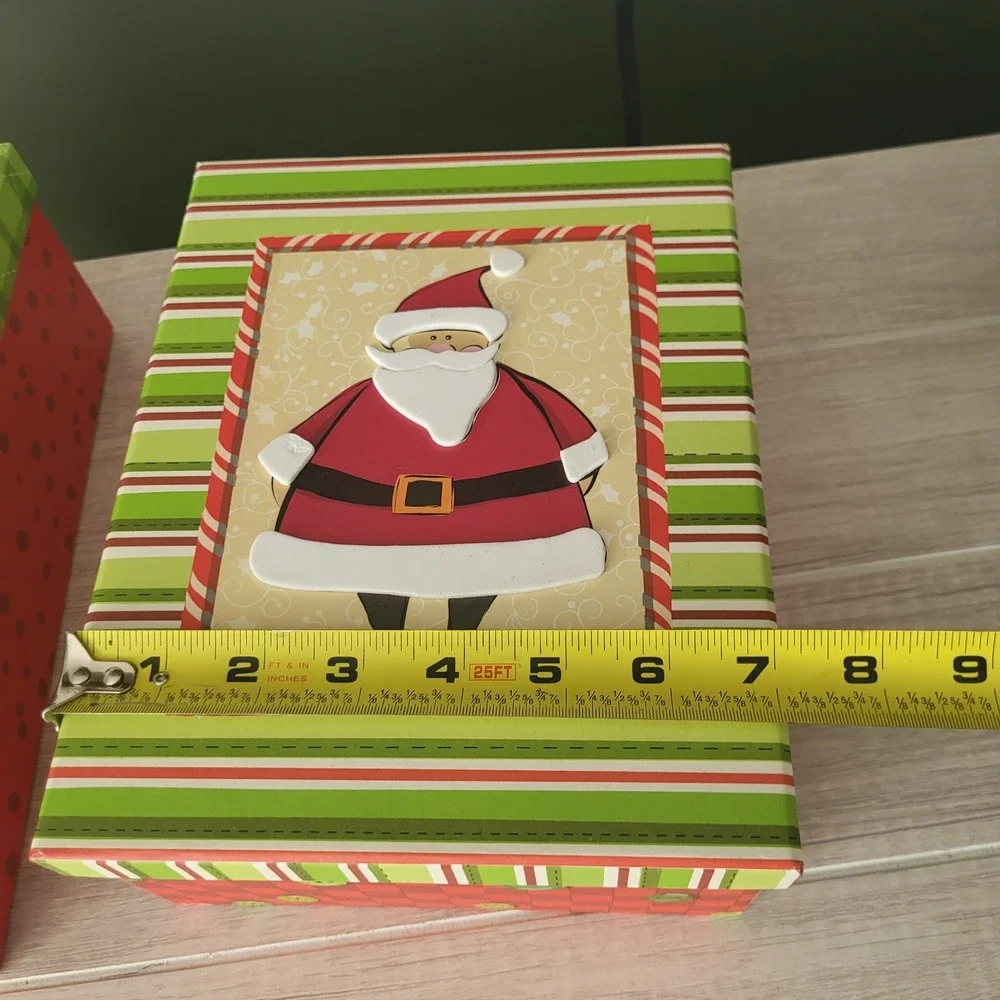 2 Christmas Gift Giving Decorative 3D Boxes Sturdy Holidays